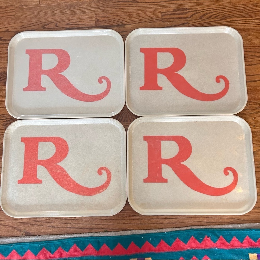 Vintage Cambro Camtray Fiberglass‎ MCM Trays Set of 4 Red Initial Trays